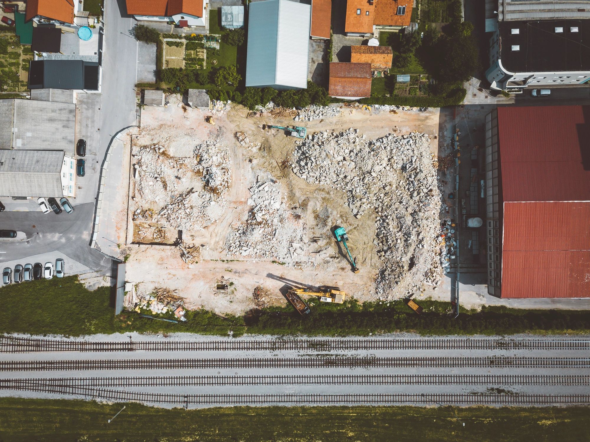 Aerial view of a construction site representing new development