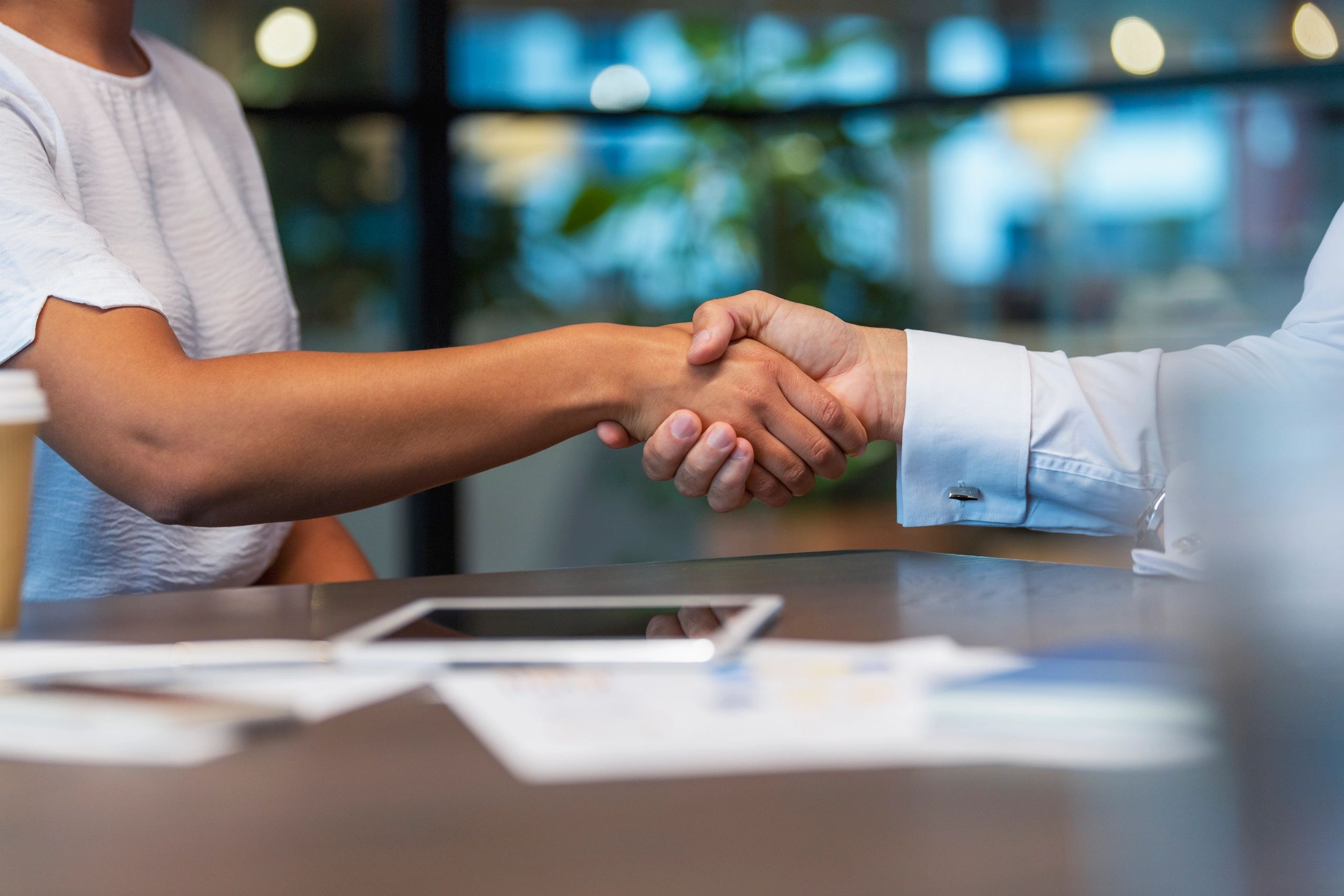 Handshake closing a real estate deal